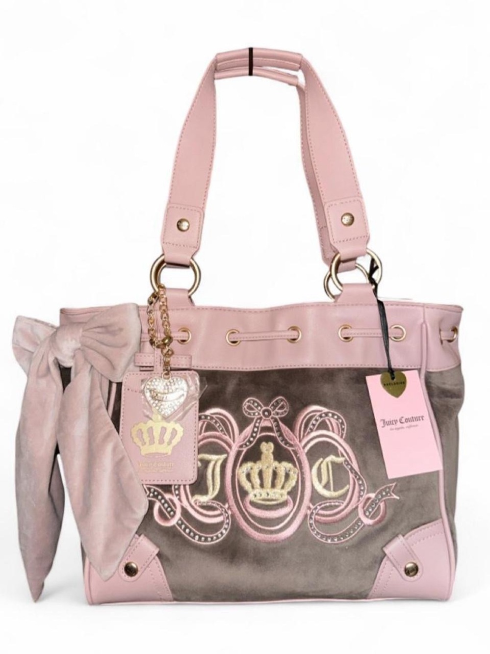 Juicy Couture “Lovers Club Tote” Daydreamer Bag, Iced Coffee/Pink
